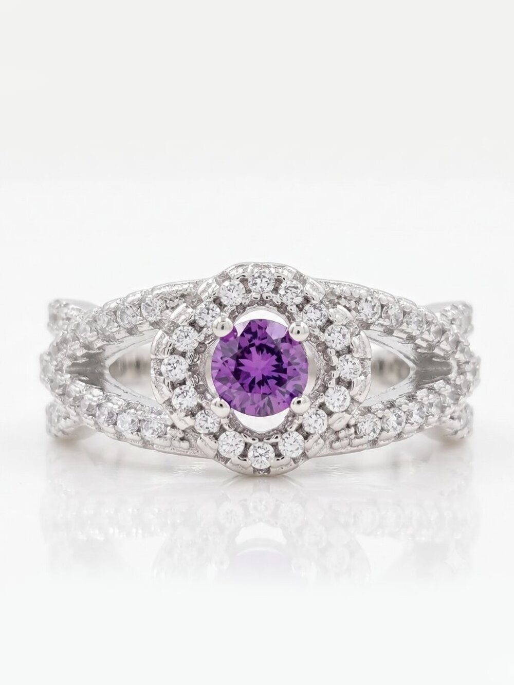 Charmed Aroma Purple Amethyst Ring, 925 Sterling Silver